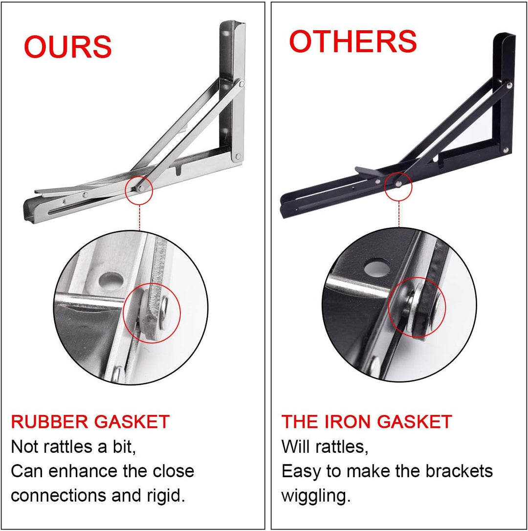 YUMORE Folding Shelf Bracket 20 inch,Heavy Duty Stainless Steel Collapsible Brackets Load 330lb Wall