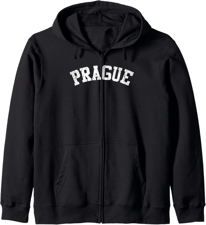 Prague Simple White Block Text Kapuzenjacke