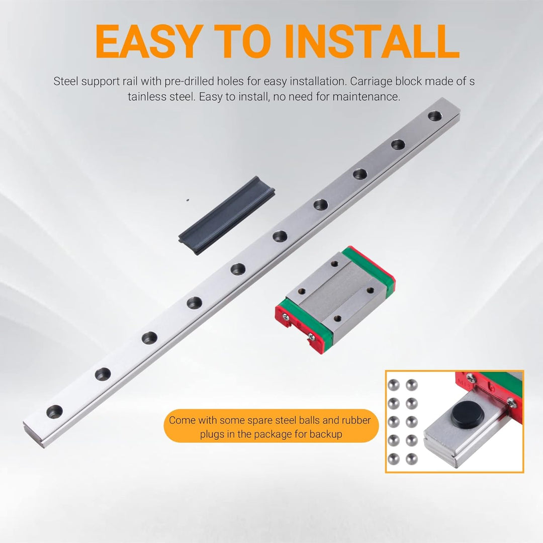 CNCYEAH 2 Stück MGN12H 350 mm Miniatur Lineare Schienenführung mit MGN12H Gleitblöcke Linearlager, l