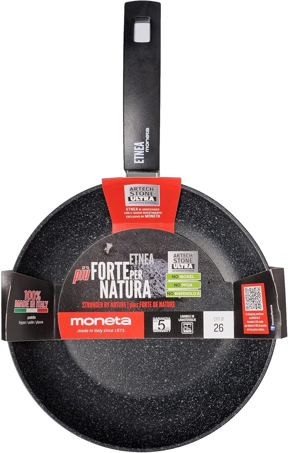 Moneta Etnea - Pfanne aus Aluminium, 26 cm, Schwarz Standard 26cm, Standard 26cm