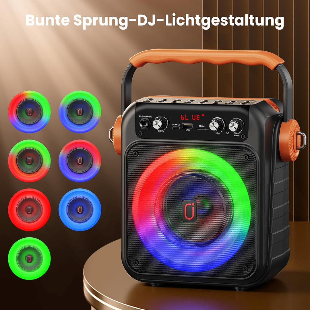 JYX Karaoke Anlage Mit 2 Mikrofonen: Tragbare Karaoke Maschine Bluetooth 5.3 Light Speaker, Pa Anlag
