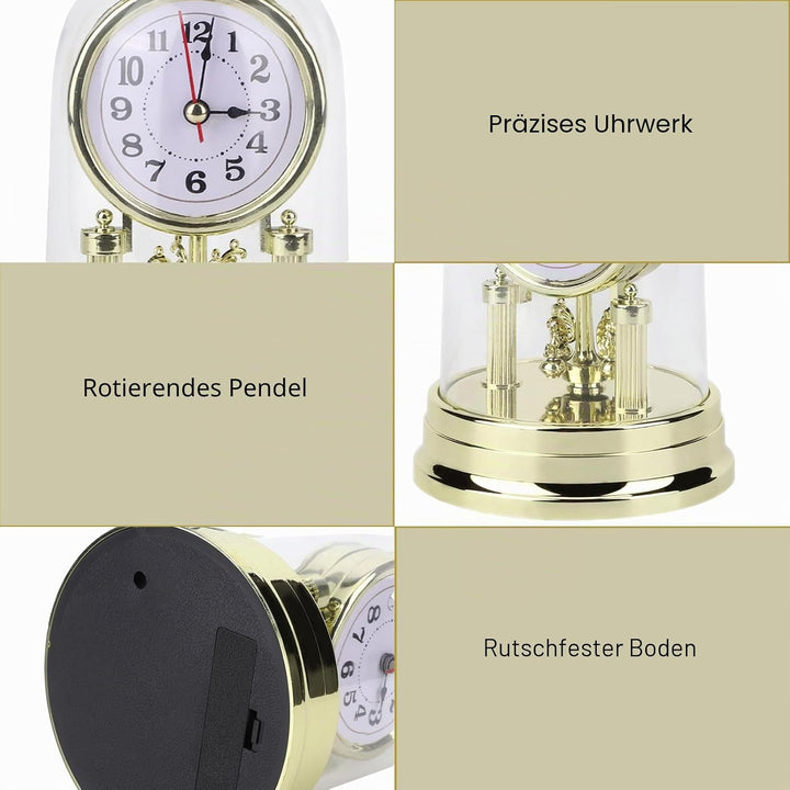 Mumusuki Tischuhren, Standuhr Nostalgisch Deko Vintage Wohnzimmer Uhr mit Haube Kunststoff Uhr zum H