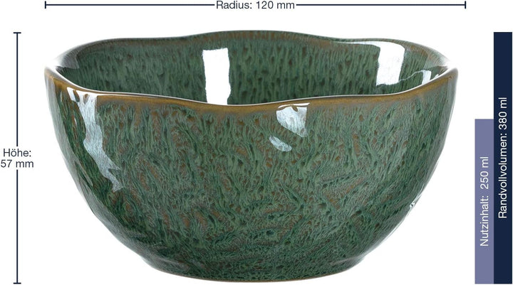 LEONARDO HOME 018583 MATERA Keramikschale 12 cm grün 6er Set, Keramik Grün 12 cm, Grün 12 cm