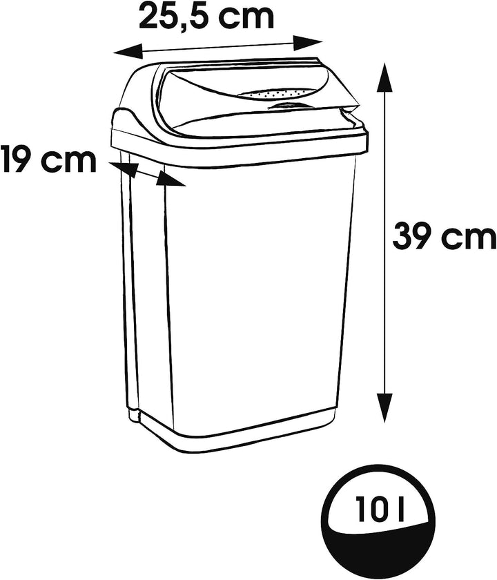 keeeper Abfallbehälter mit Rolldeckel, 10 l, Rasmus, Hellsilber, Silber Silber 1x 10 L, Silber 1x 10