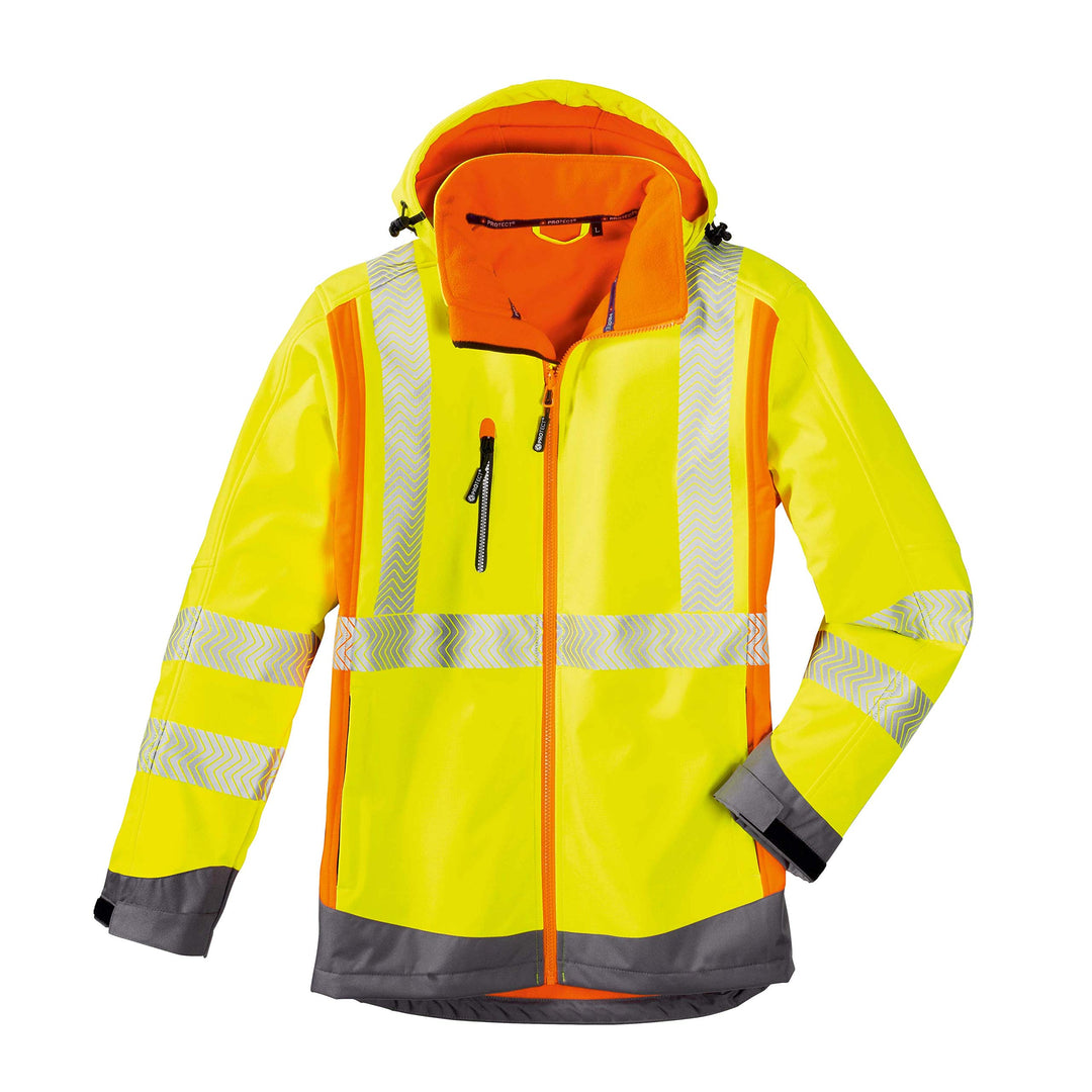 4Protect Warnschutz Softshelljacke "Houston", 1 Stück, leuchtgelb/-orange/grau, 3475-M Leuchtgelb /