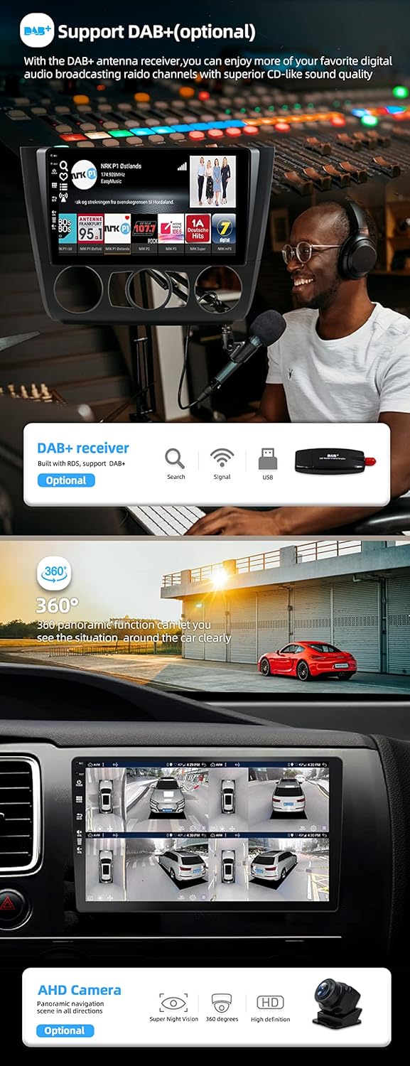 JOYX - 6G+128G - Android 15 IPS Autoradio Passt für BMW 1 Series E81/E82/E87/E88 (2004-2012) - Kabel