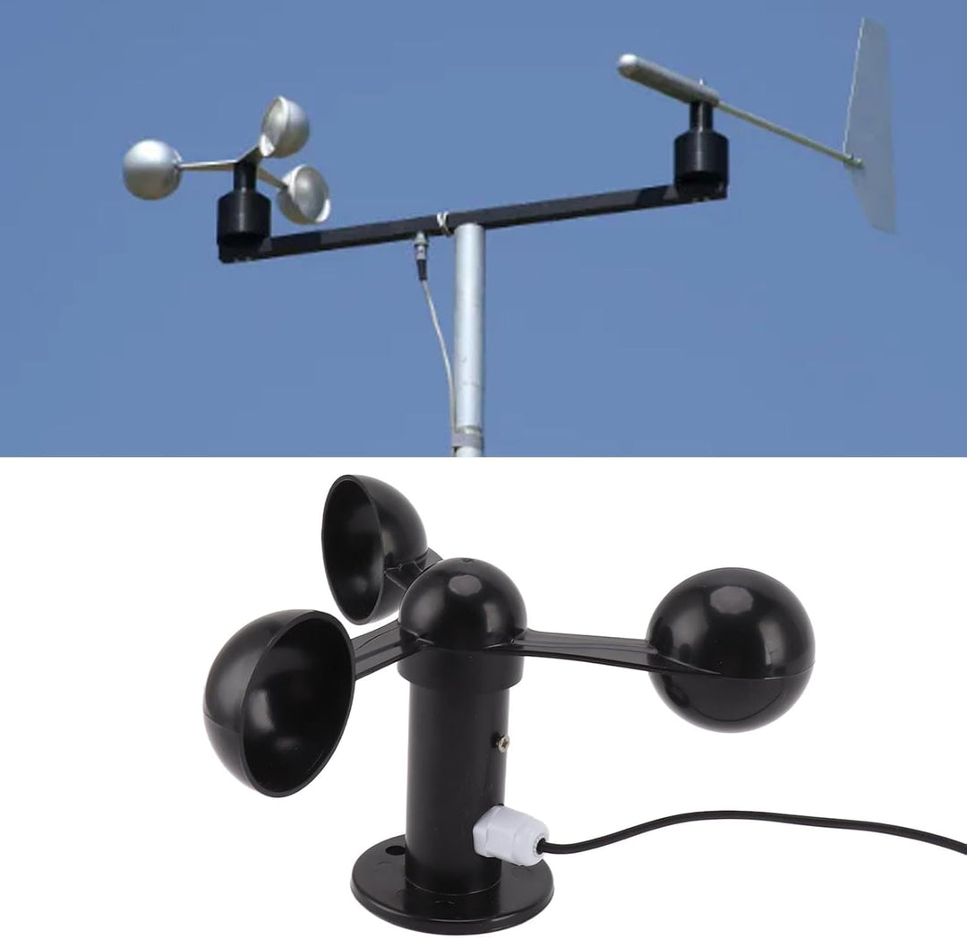 Jeanoko 3-Tassen-Windsensor, ABS-Material, Einfache Installation, 8 M Wasserdichtes Kabel, Störungsf
