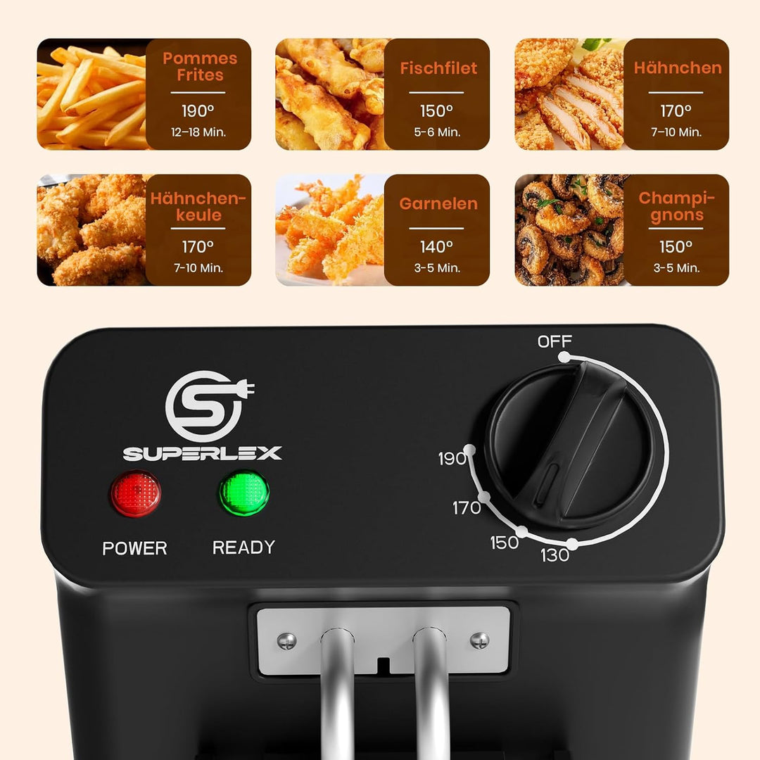 Fritteuse Elektrische 2000W Edelstahl Fritteuse mit Öl 3L Kapazität Antihaft Beschichtung Einstellba