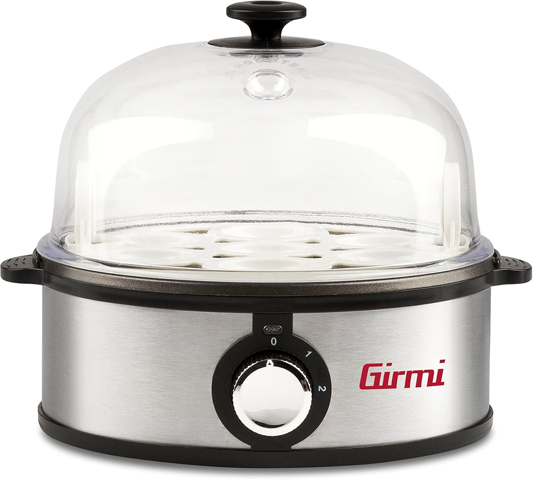 Girmi CU25 Dampfkocher für bis zu 7 Eier, 360 W, Gehäuse aus Edelstahl, Zubehör für Spiegeleier und