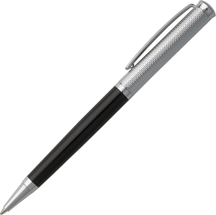 Hugo BossKugelschreiber Sophisticated Diamond, 136 mm Länge // 10 mm Durchmesser Schwarz Chrom, Schw