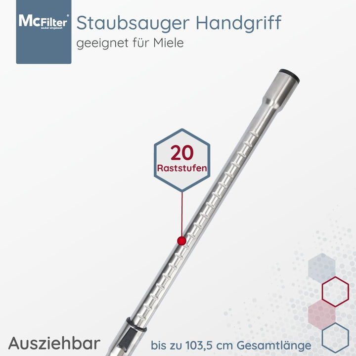 McFilter I Teleskoprohr kompatibel mit Miele S8340, S8360 Powerline, S8730 Staubsauger, Staubsaugerr