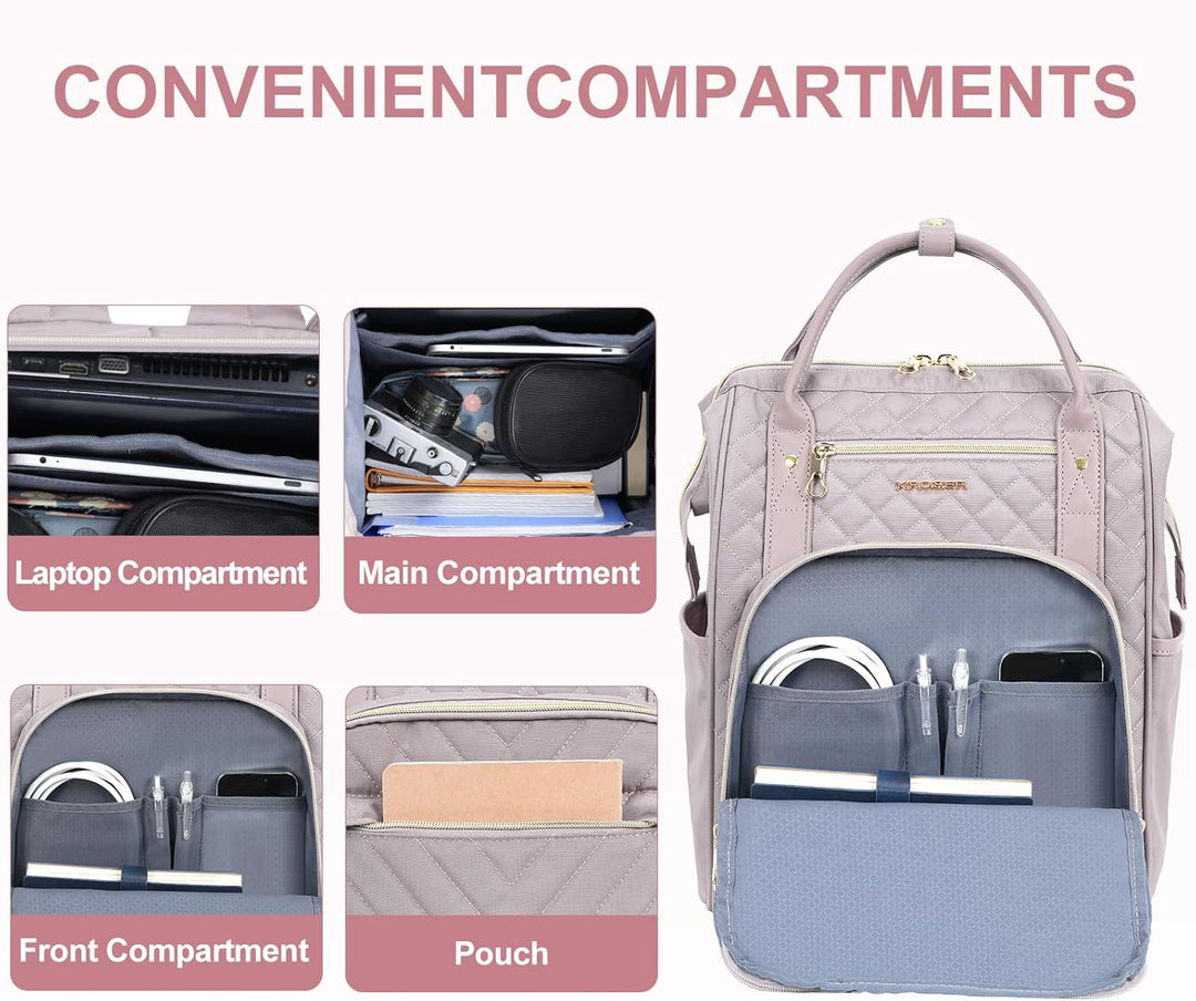 KROSER Laptop-Rucksack Damen 17 Zoll Business Reiserucksack Wasserdicht mit Hartgeschältem Sicherhei