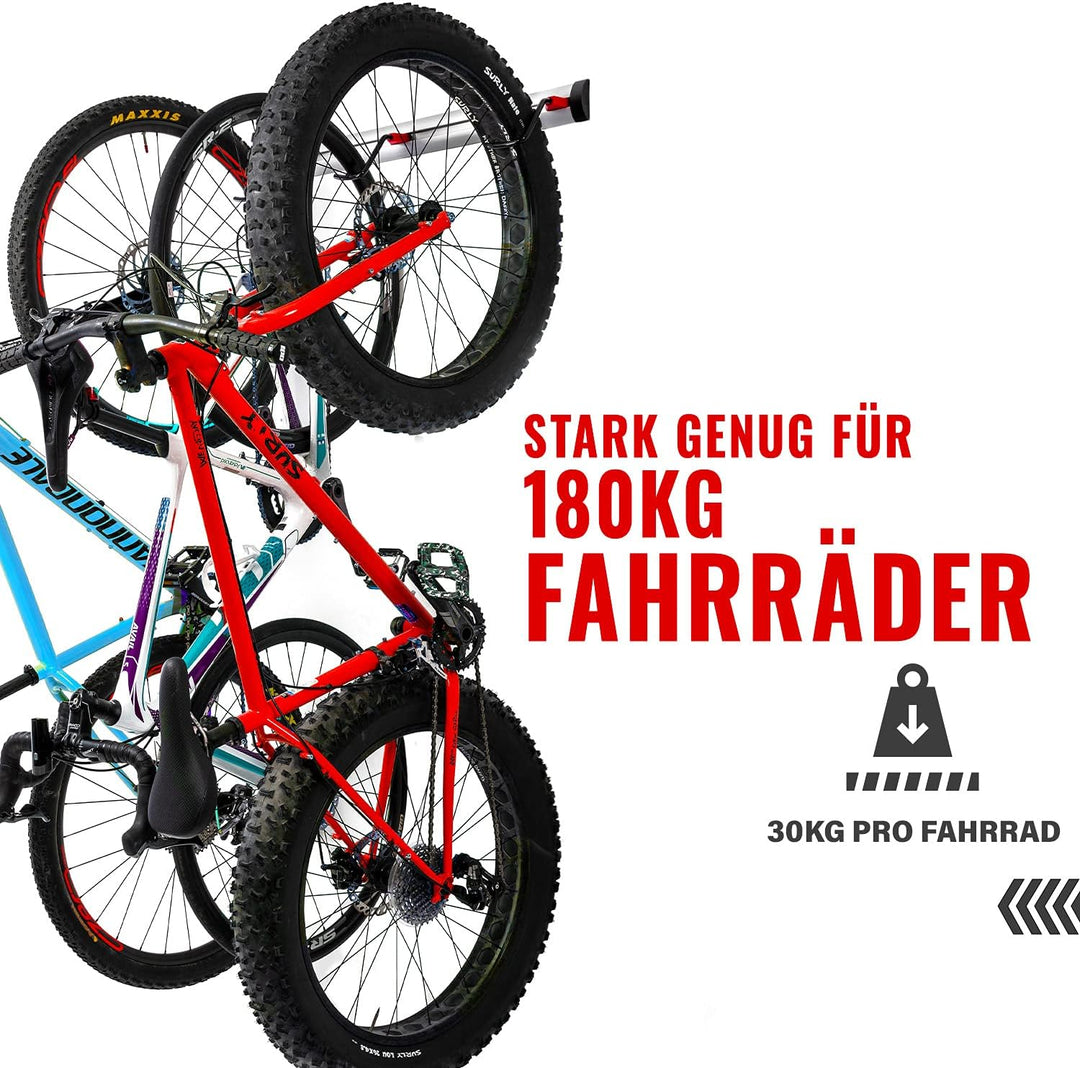 PRO BIKE TOOL Fahrrad Wandhalterung für 3 oder 6 Fahrräder - Verstellbare Garage &amp; Wohnung - Vertika
