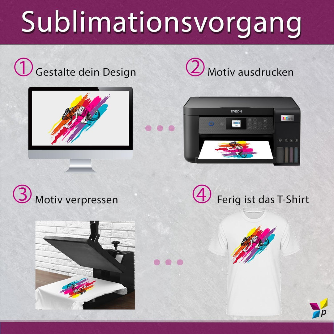 Sublimationstinte mit universal Adapter passend für alle EcoTank Drucker | Ersetzt Epson Nr. 101, 10