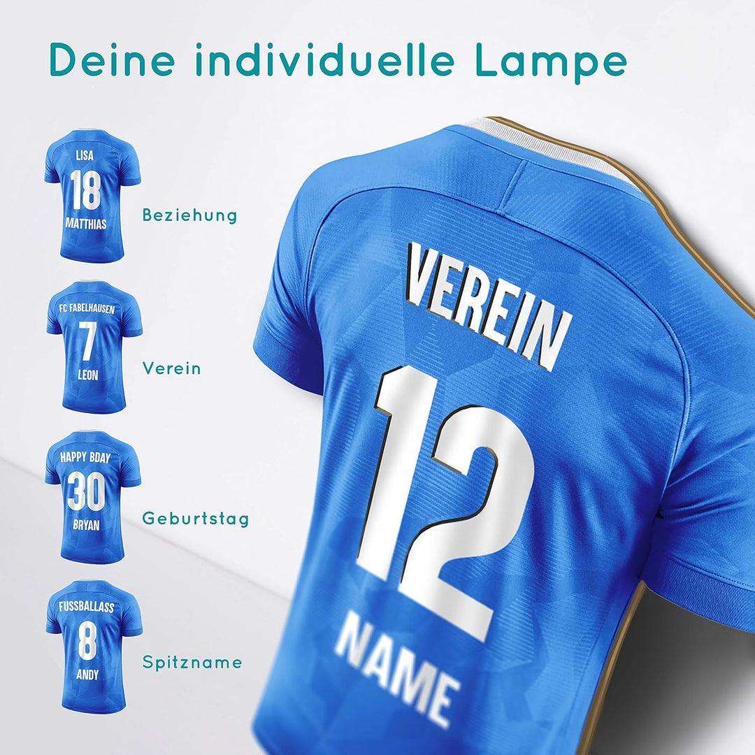Elbeffekt Trikotlampe für Karlsruhe Fans aus Holz - personalisierbares Geschenk - schenke Dein indiv