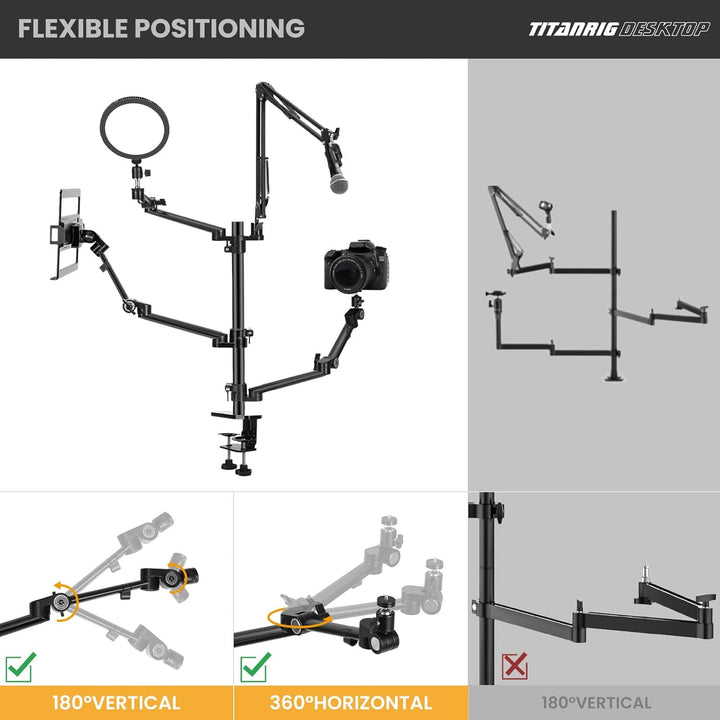 TARION Tischstativ Kamera Overhead Stativ: Kamera Tischhalterung Klemmstativ Flexibel Tisch Halterun