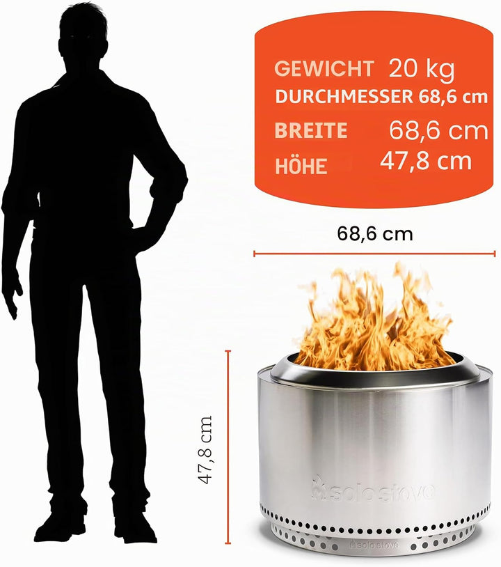 Solo Stove Feuerschale Yukon Essential Set 2.0 | Inkl. Feuerstelle, Standfuss, Deckel, Raucharme Hol