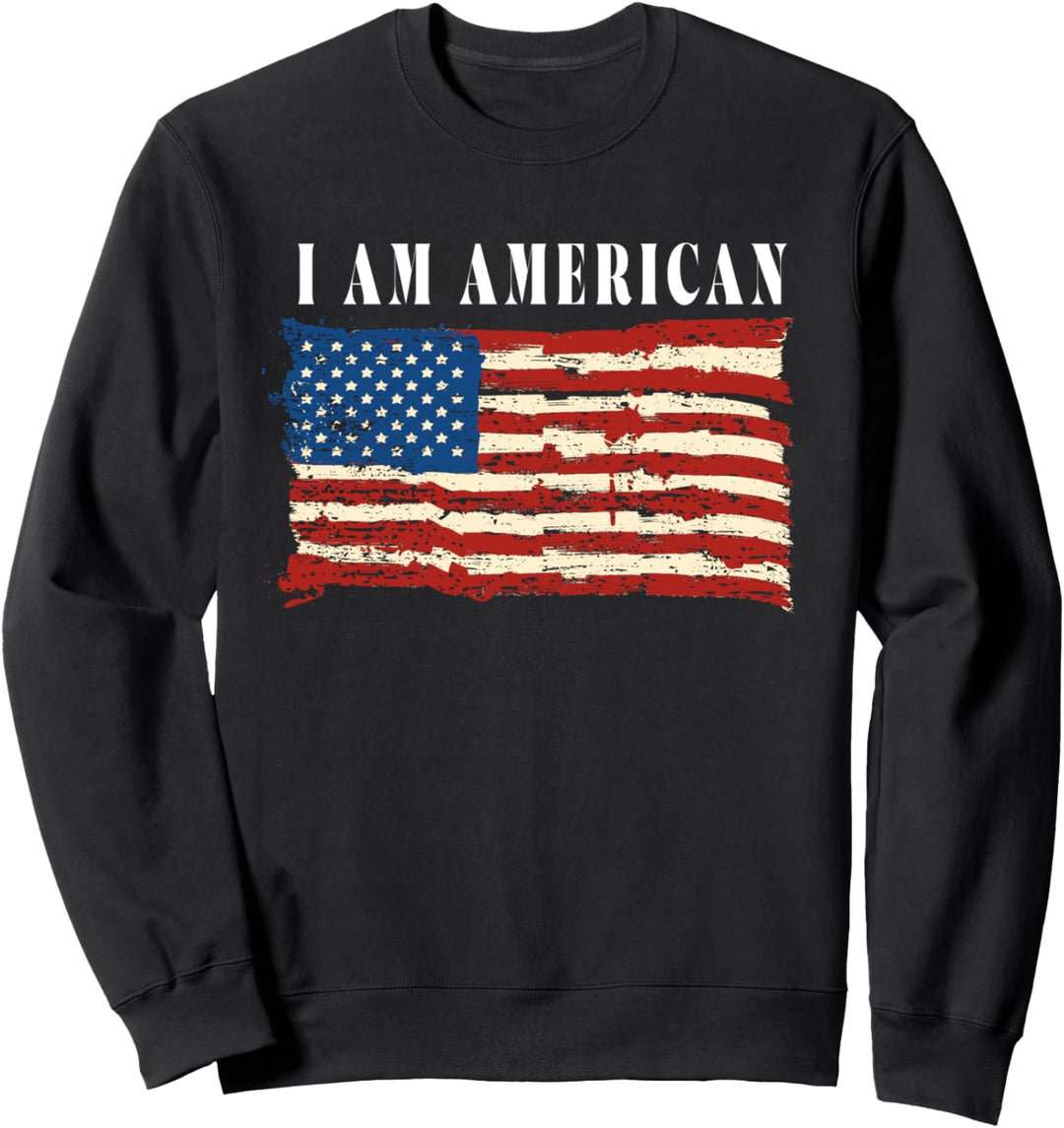 Ich bin zuerst Amerikaner - Grunge Flag Design Sweatshirt