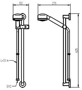Haceka Kosmos Chrome 1123618, Duschwandstange inklusive Brause-Set