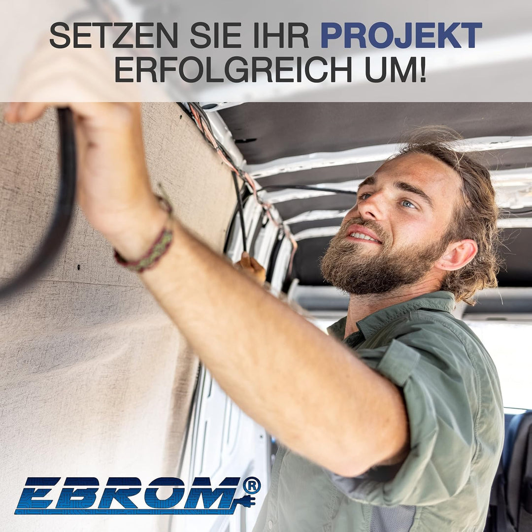 EBROM Laderegler Anschlusskabel Batteriekabel rot + schwarz 16 mm² - Kabelschuhe M6/M8/M10 und Adere