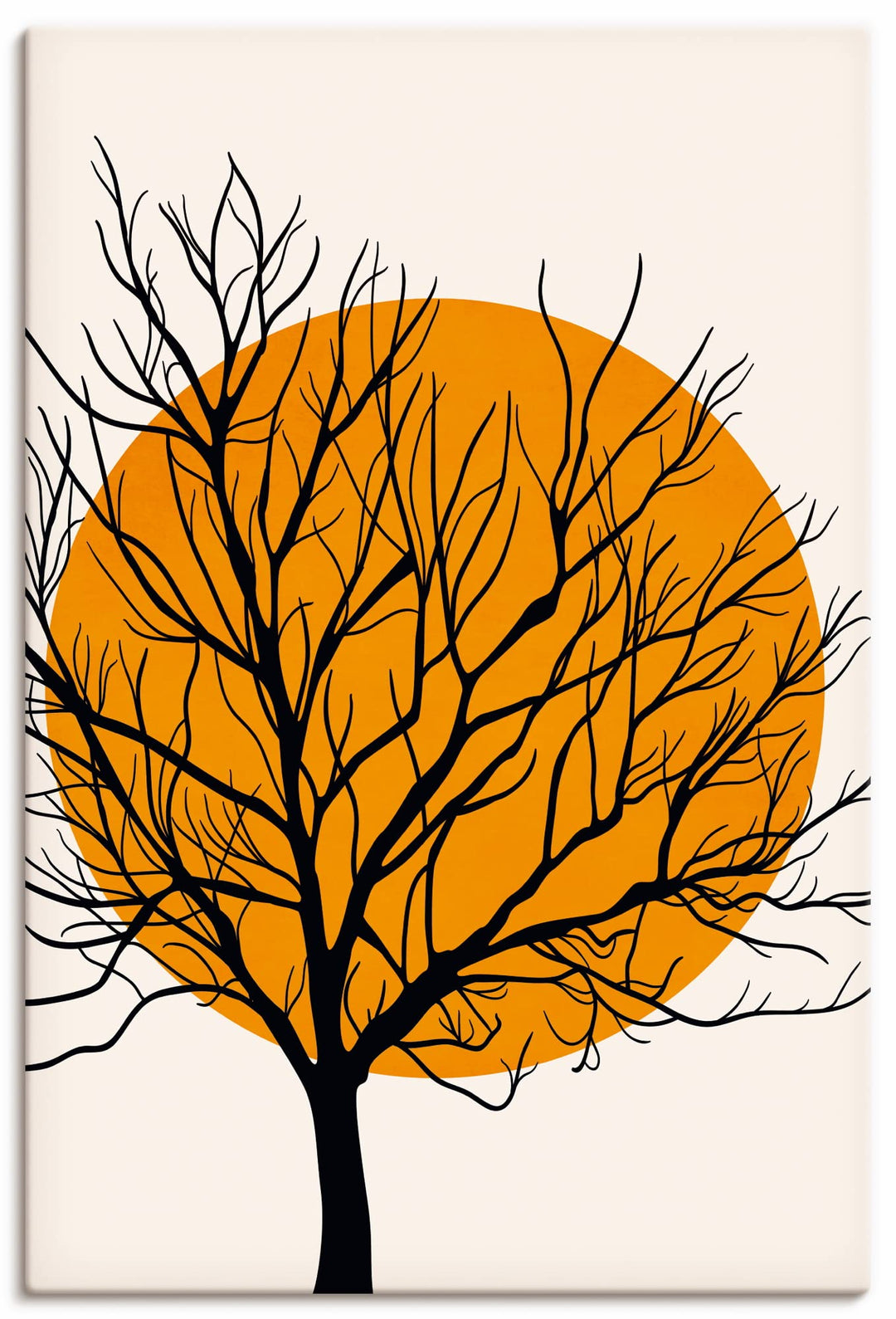 ARTland Leinwandbilder Wandbild Bild auf Leinwand 80x120 cm Wanddeko Minimalismus Sonne Baum Silhoue