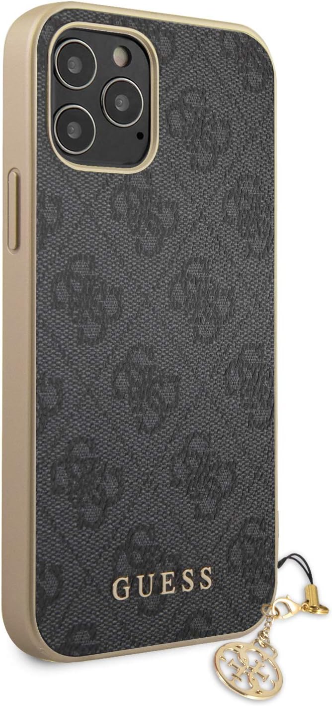 Guess 4G Charms Hard Case Hülle für Apple iPhone 12/12 Pro (6.1) - Grau GUHCP12MGF4GGR Uni