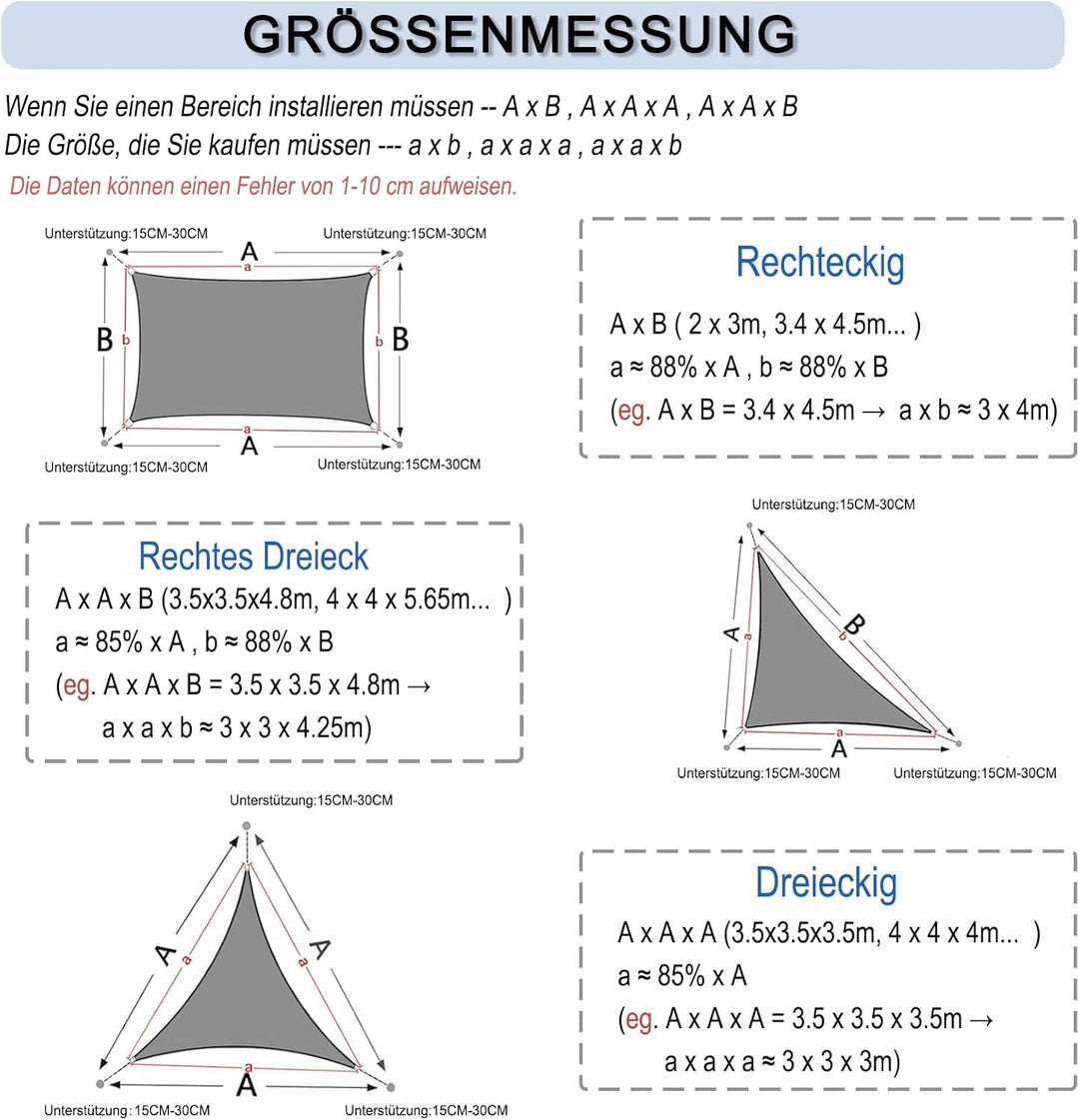 Sunnylaxx 4x4m Sonnensegel Quadrat, Wasserdicht Sonnenschutz Sunsegel Color Helles Khaki, 95% UV-Sch