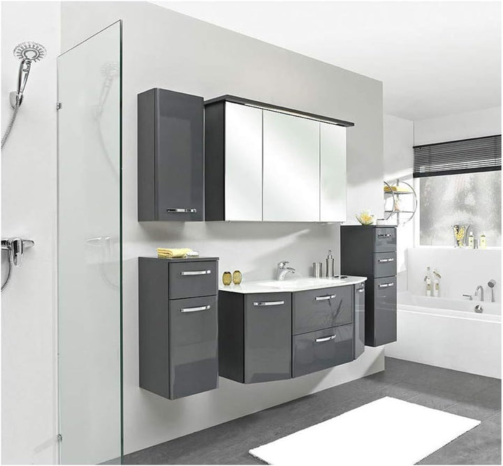 Pelipal - Velo - Highboard, 30 cm, 1-türig, 2 Schubkästen, 1 Einlegeboden - Badmöbel in Anthrazit Ho