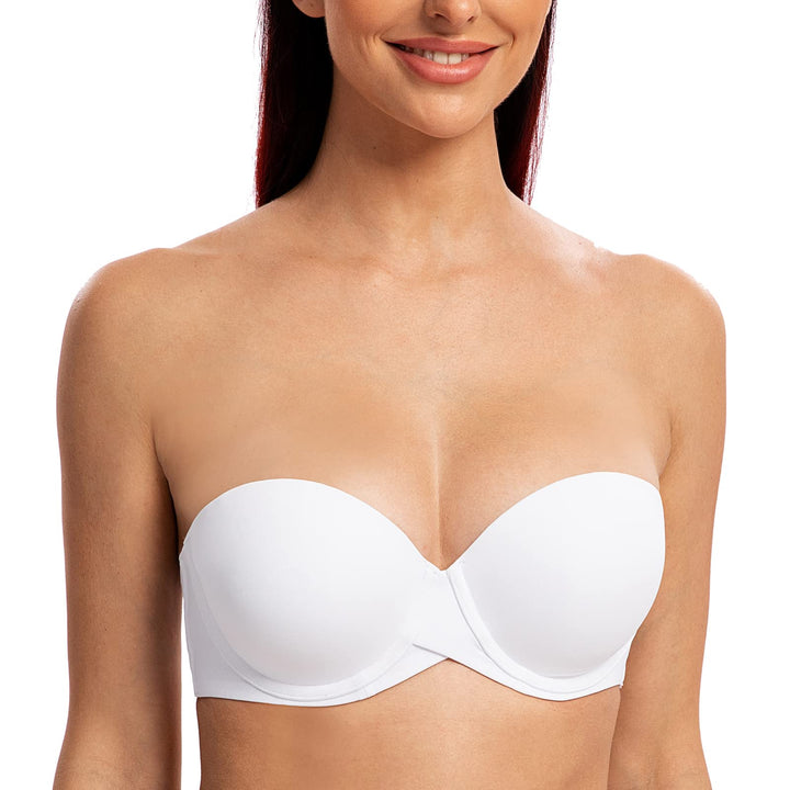 MELENECA Damen Push-Up Trägerlos BH - Bügel BH mit geformte Cups 70B Weiss, 70B Weiss