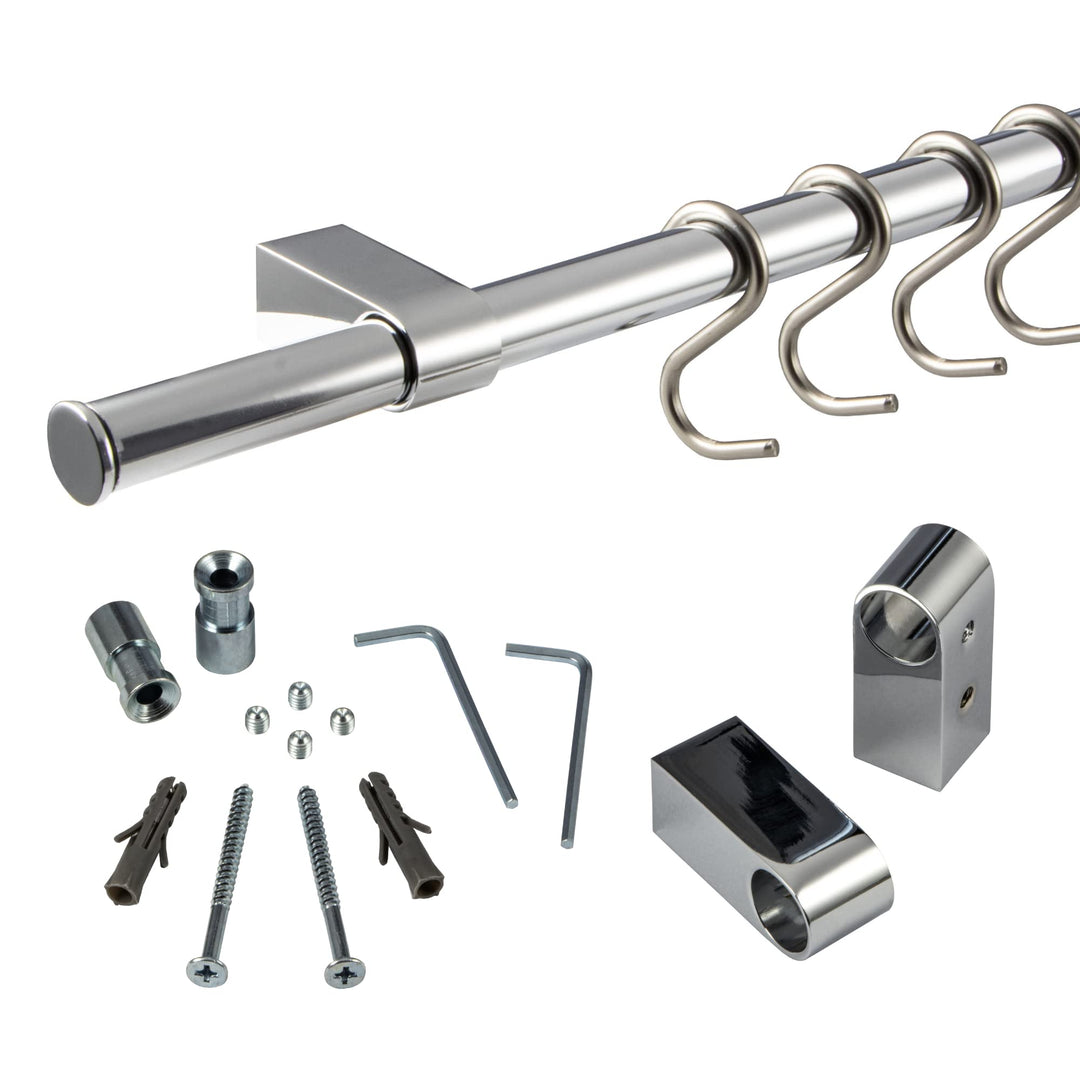 Gedotec Design Küchenreling Wand-Relingsystem Küche | Edelstahl-Optik | Reling-Set Länge: 1200 mm |