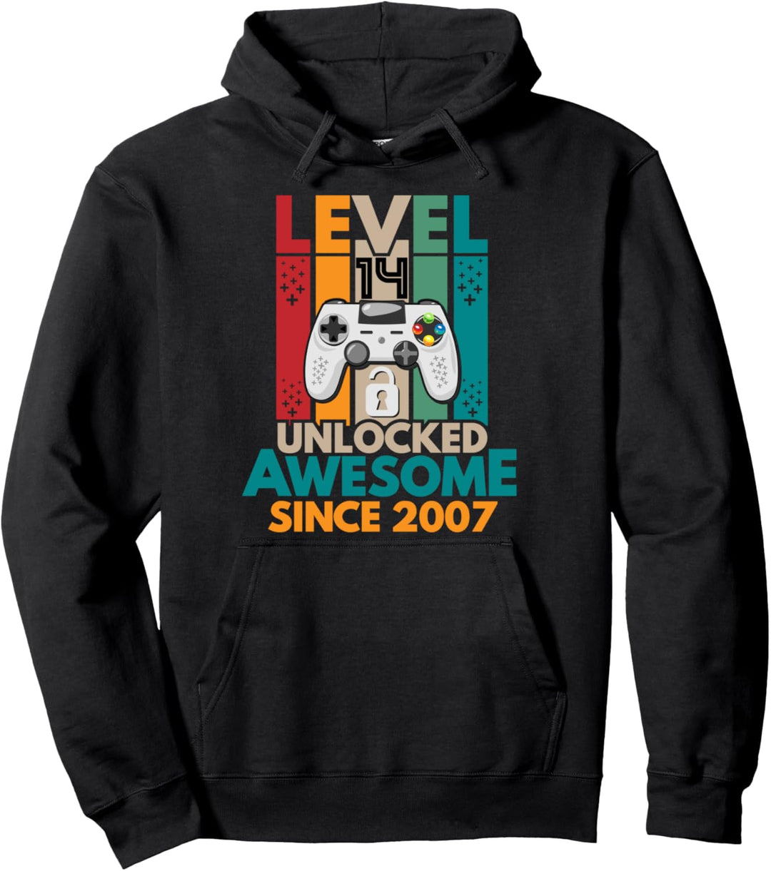 Level 14 unlocked, Awesome 2007, 14. Geburtstag Geschenk Pullover Hoodie