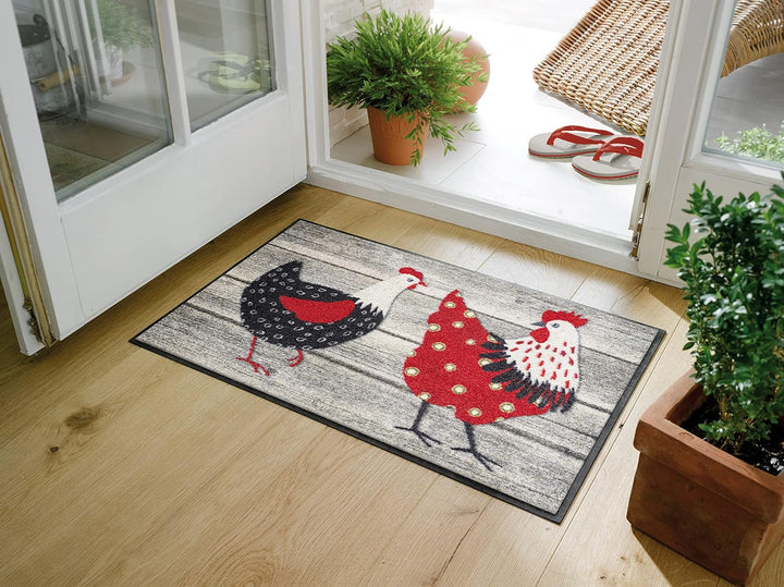 wash+dry Fussmatte, Chicken Farm 50x75cm bunt, innen und aussen, waschbar 50x75cm Chicken Farm Bunt,
