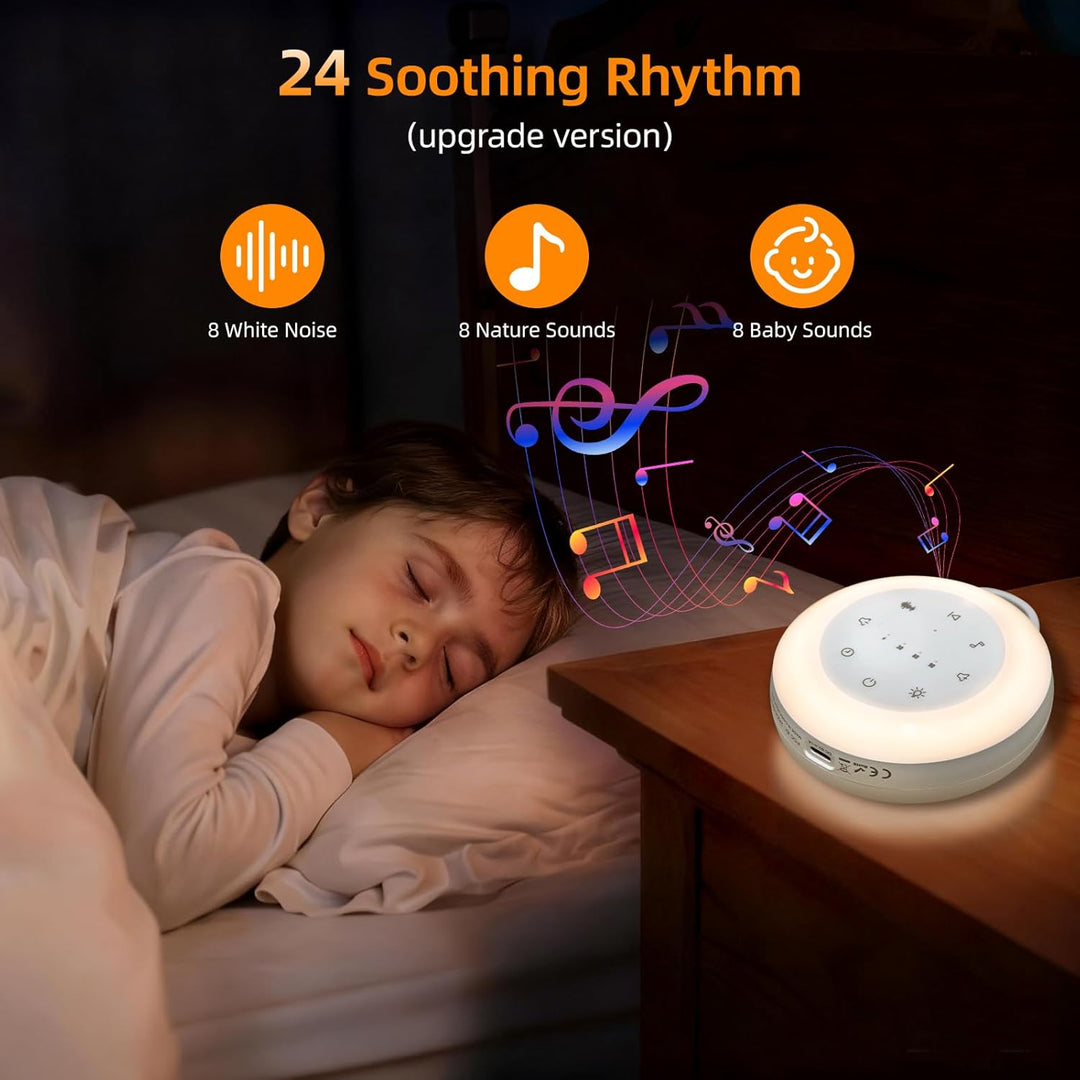 White Noise Machine Baby Weisses Rauschen Baby mit Nachtlicht 24 Beruhigende Klänge Timerfunktion Bl