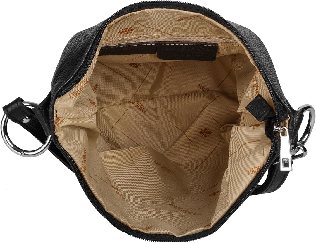 Umhängetasche Echt Leder Damen Made in Italy, Handtasche, Schultertasche, Crossbody Bag aus Leder 02