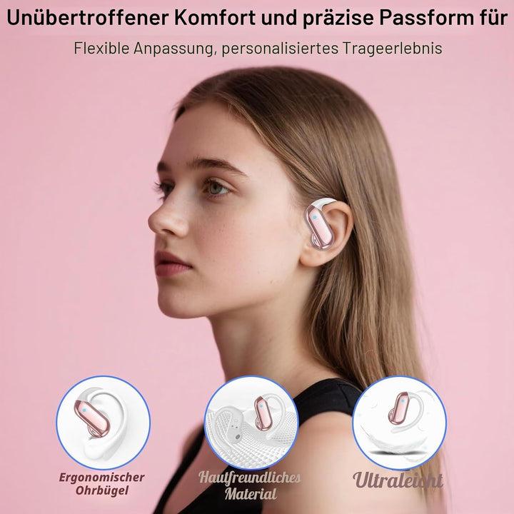 Open Ear Kopfhörer Bluetooth 5.4 HiFi Stereo, 2026 Kopfhörer Kabellos Bluetooth mit ENC Noise Cancel