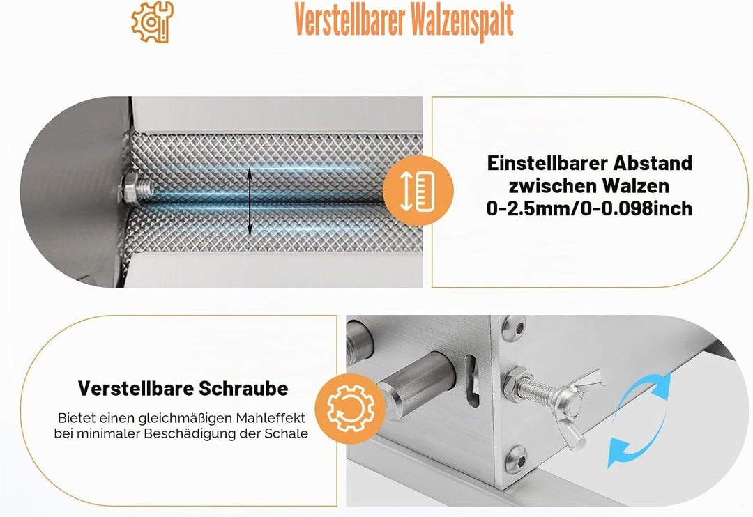 Treeisland Getreidebrecher 4L Schrotmühle für Getreide Manuelle Getreidemühle Malzmühle Schrotmühle