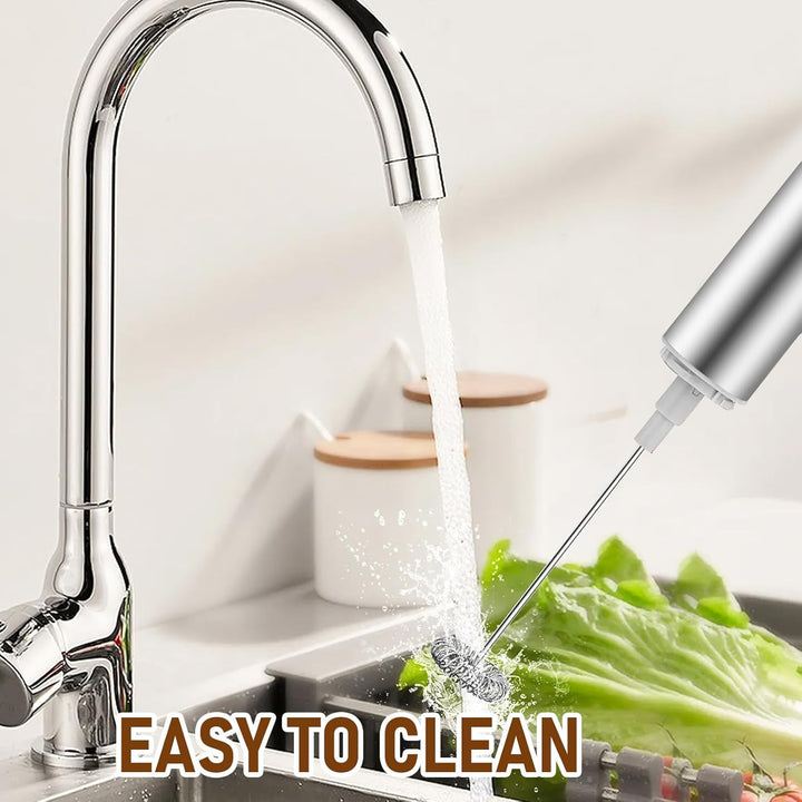 Edelstahl Milchaufschäumer, 3-in-1 Mini-Handmixer Elektrisch USB Wiederaufladbar, Schnellschaum, 3 S