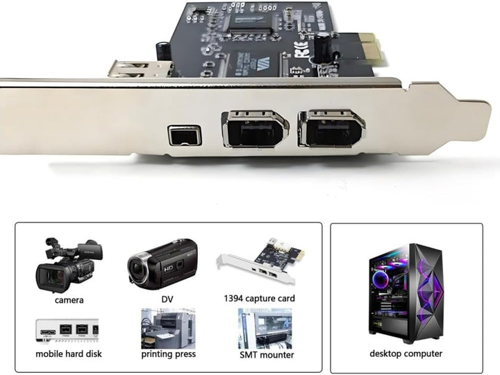 xiwai PCI-E 1X 4X 16X zu IEEE 1394a Firewire 400 Capture Card 6Pin und 4Pin 4 Ports PCI Express Kart