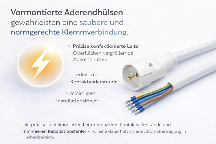 10 x Power Splitter 2m Herdverteiler Stromverteiler Küchenverteiler Küchen Anschluss Box Backofen Ko