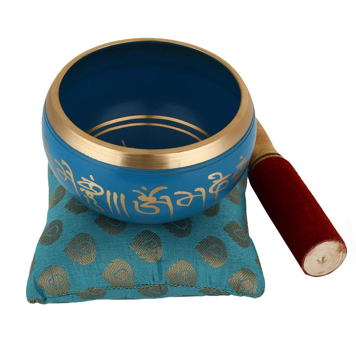 Zap Impex ® Tibetische Meditation Om Mani Klangschale Kissen Schlägel 10,2 cm blau