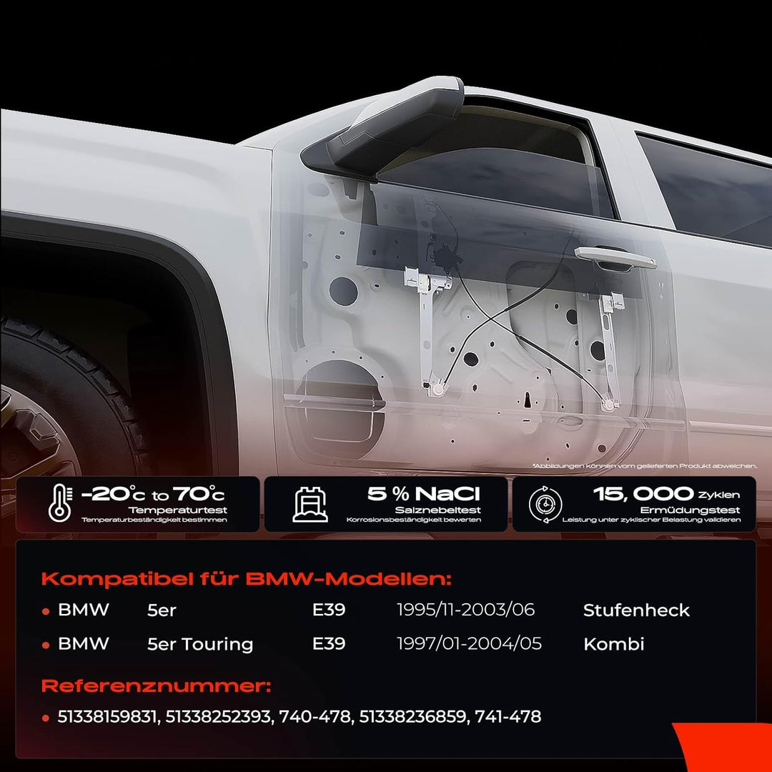 Frankberg Fensterheber mit Motor Vorne Links Kompatibel mit 5er/5er Touring E39 Limousine Kombi 1995