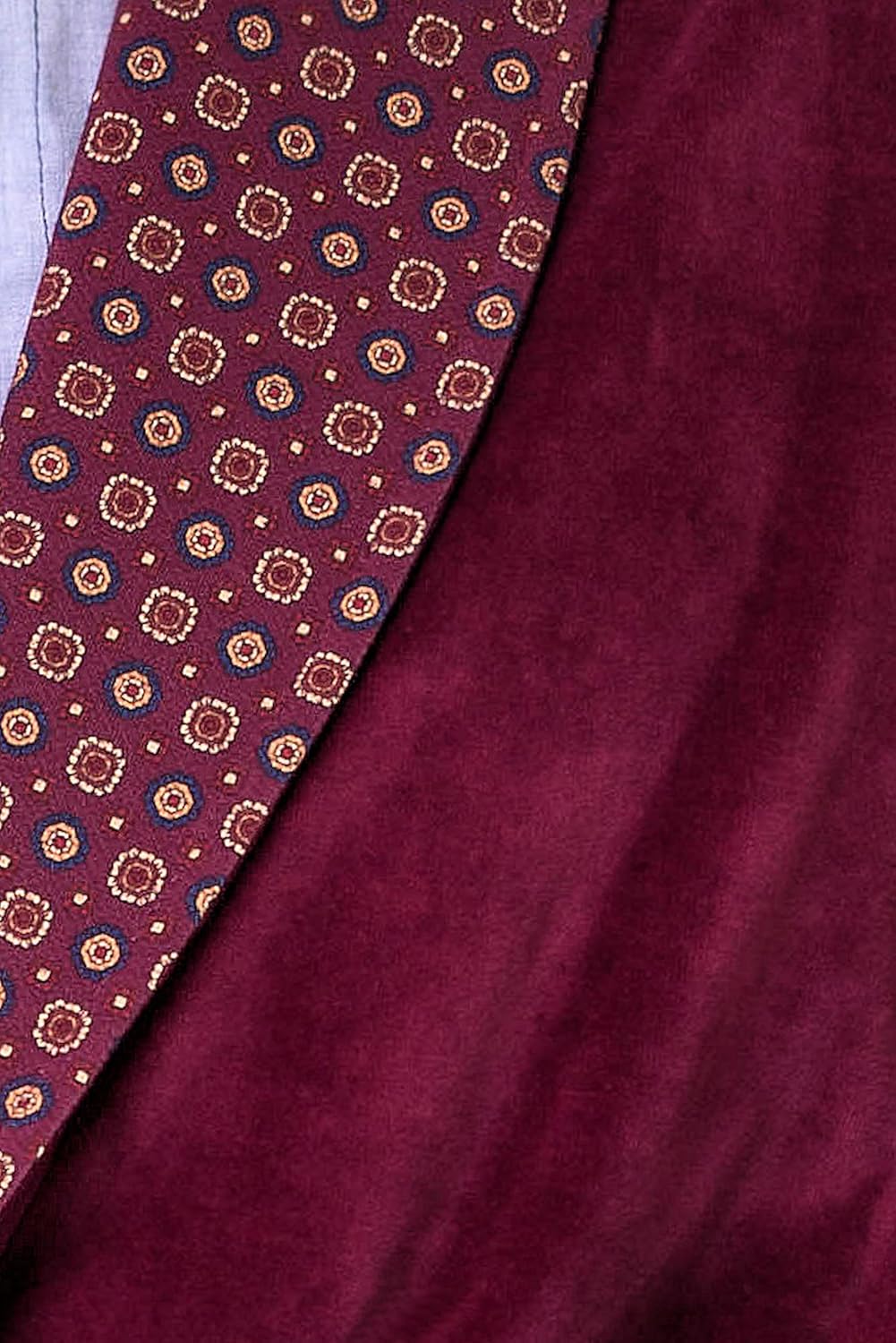 Revise Joel RE-101 Herren Bademantel aus Velours - lang und elegant, S Burgund Rot