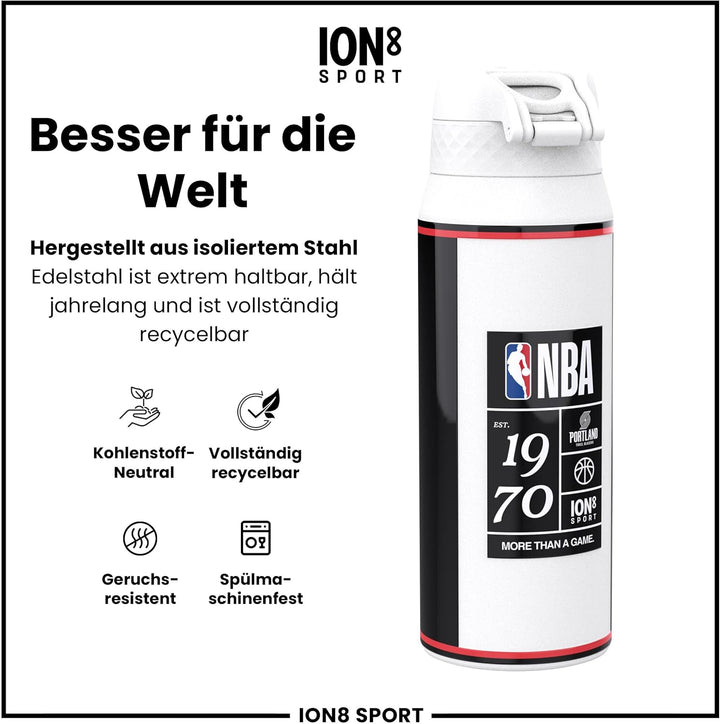 NBA Portland Trail Blazers Trinkflasche Mit Herausnehmbarem Strohhalm, 750ml/24oz, Auslaufsichere Is