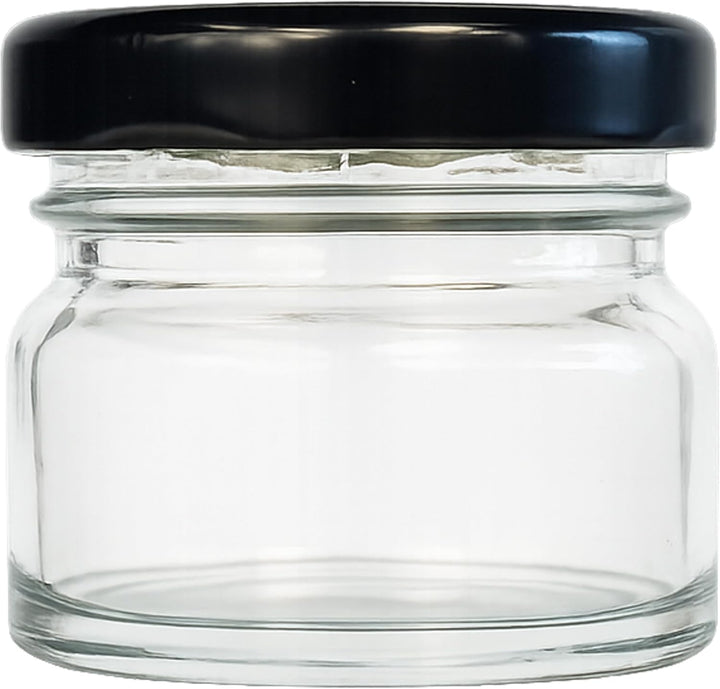 Vitrea 25x Mini Marmeladengläser 30 ml - mit Deckel Schwarz TO 43 - kleine Einmachgläser zum befülle