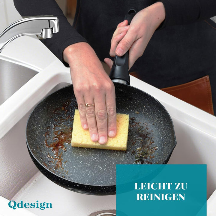 Qdesign BLACKMARBLE+ Wok aus Aluminiumguss mit Super-Antihaftbeschichtung, kratzfest, ohne PFOA - al