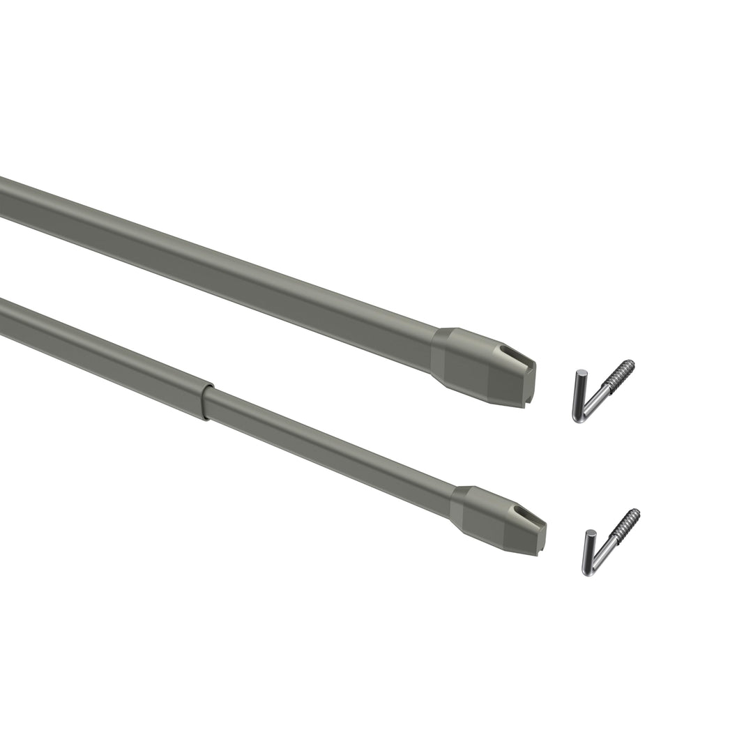 Interdeco Vitragestangen/Scheibenstangen Silbergrau (4 Stück), ausziehbar 80-140 cm, 80-140 cm