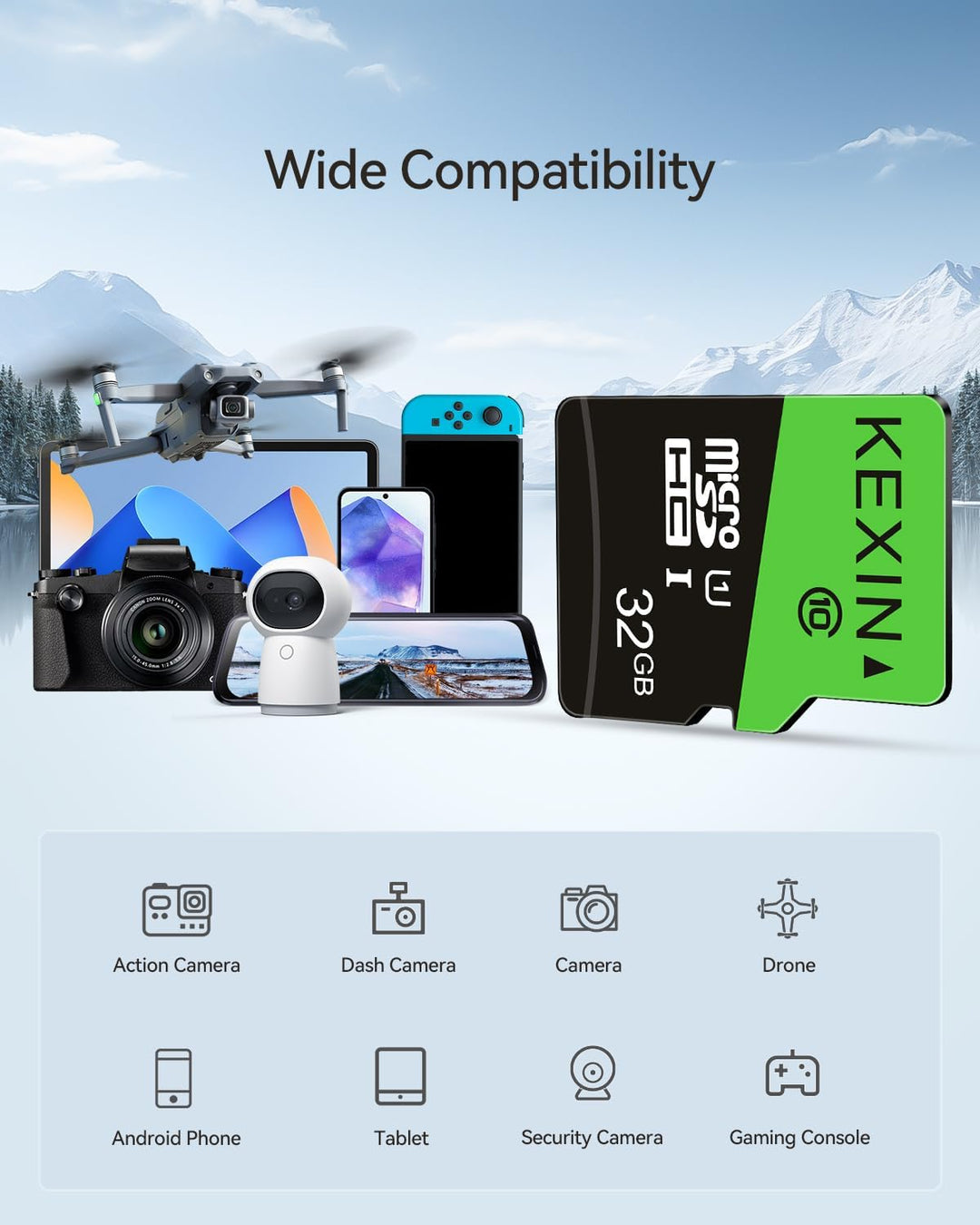 KEXIN Micro SD Karte 32GB 3er Pack, Speicherkarte MicroSD mit Adapter, SD Karte 32GB, UHS-I, U1, C10