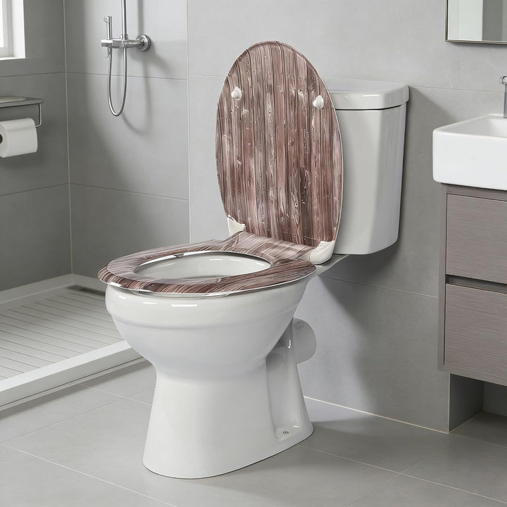 Duroplast-Toilettensitz, O-förmiger Toilettendeckel mit Soft-Close-Mechanismus, Edelstahlscharnier,