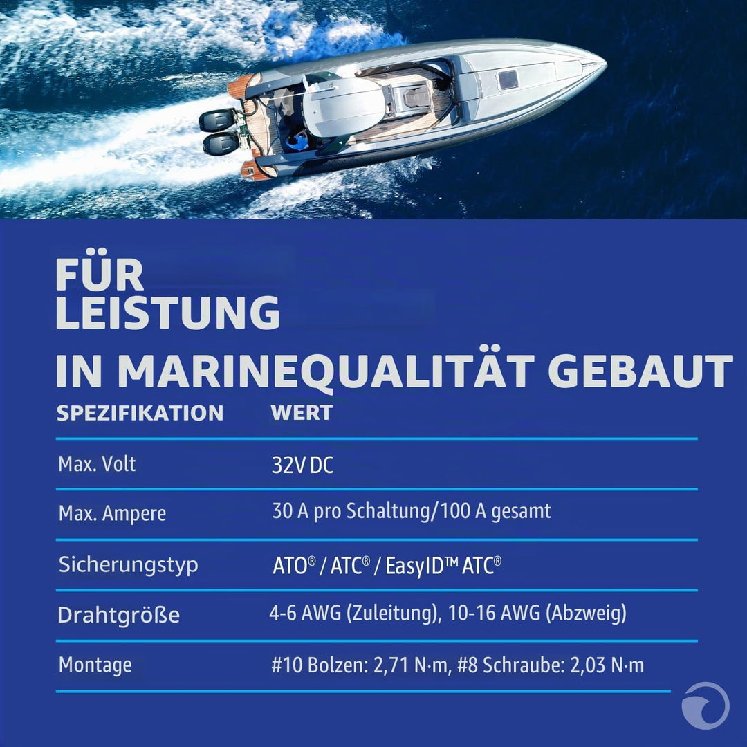 Blue Sea Systems ST Flachsicherungsblock 8 Schaltkreise mit Abdeckung, 8 Schaltkreise mit Abdeckung