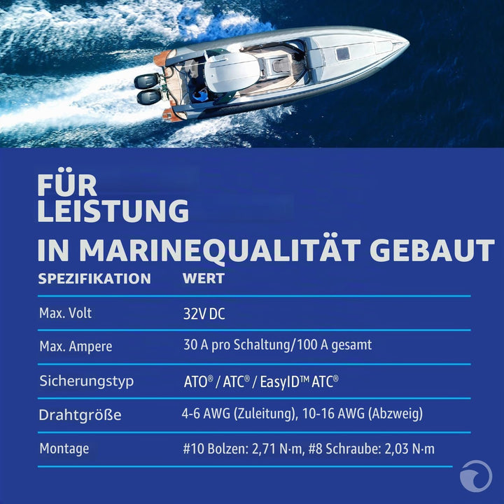 Blue Sea Systems ST Flachsicherungsblock 8 Schaltkreise mit Abdeckung, 8 Schaltkreise mit Abdeckung